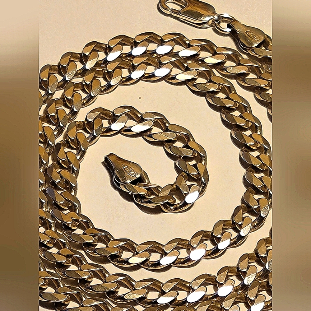 .925 Sterling Silver Curb Chain Necklace Made in Italy - 22" - 35.51g - 5.5mm